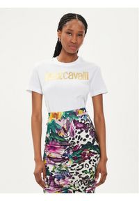 Just Cavalli T-Shirt 76PAHG11 Biały Slim Fit. Kolor: biały. Materiał: bawełna