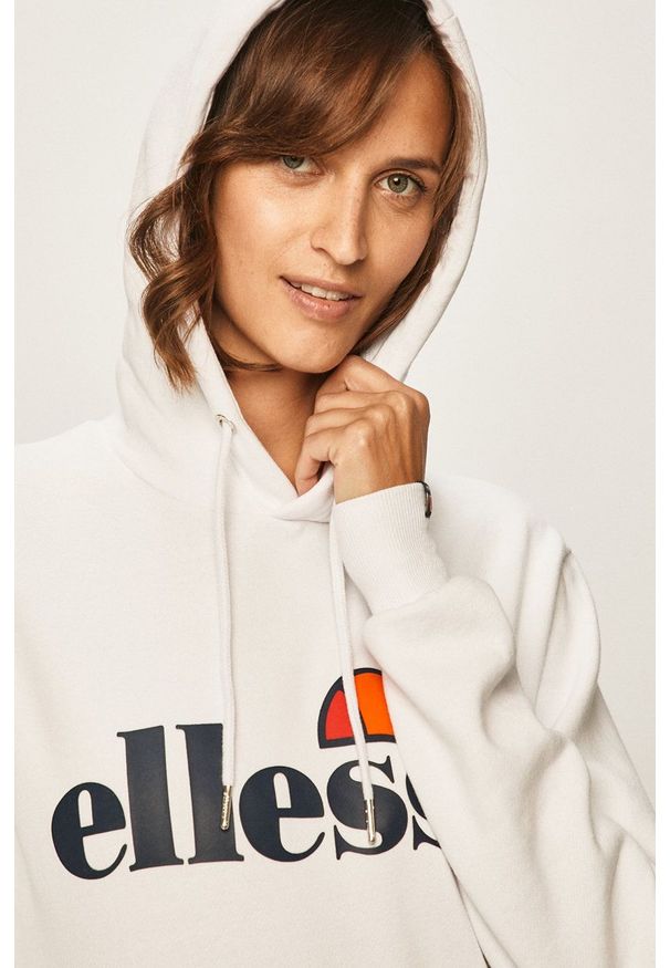 Ellesse - Bluza. Okazja: na co dzień. Kolor: biały. Wzór: nadruk. Styl: casual