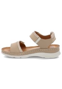 Beżowe Sandały Armodo Wygodne Obuwie Damskie. Okazja: na co dzień, na spacer. Zapięcie: rzepy. Kolor: beżowy. Materiał: skóra. Sezon: lato. Styl: casual, elegancki #3