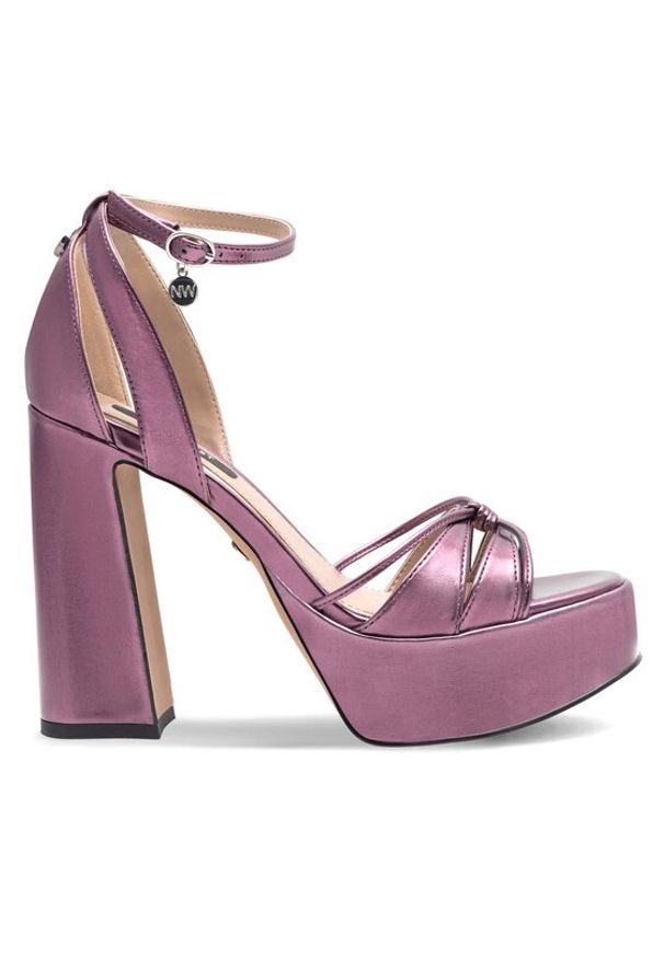 Nine West Sandały Aahida ZL23002CC Fioletowy. Kolor: fioletowy. Materiał: skóra