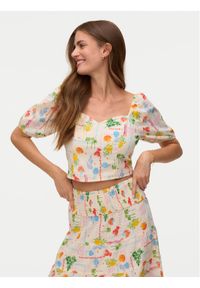 Vero Moda Bluzka Elena 10351014 Beżowy jasny Regular Fit. Kolor: beżowy. Materiał: bawełna #1