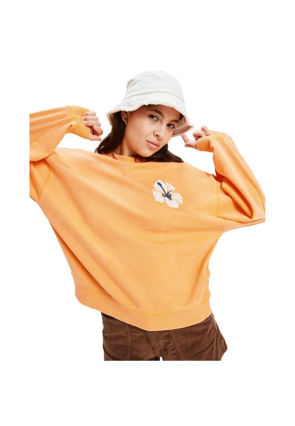 Roxy - Bluza z okrągłym dekoltem dla Kobiety LINEUP Pomarańczowy. Kolor: pomarańczowy. Materiał: poliester, bawełna, materiał. Sezon: zima