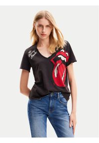 Desigual T-Shirt Rolling 24SWTK30 Czarny Relaxed Fit. Kolor: czarny. Materiał: bawełna