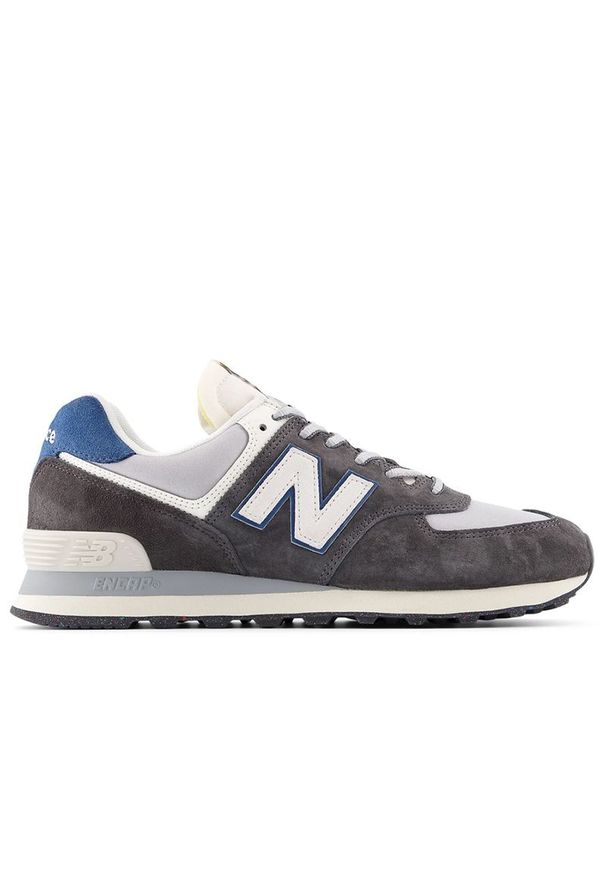 Buty męskie New Balance U574NVE - szare. Okazja: na co dzień. Kolor: szary. Materiał: syntetyk, skóra, materiał, zamsz, guma. Szerokość cholewki: normalna. Model: New Balance 574