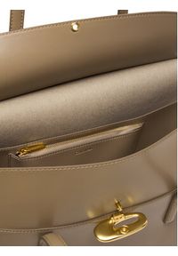 Calvin Klein Torebka Hardware Brushed Flap Tote Bag LV04F3336G Beżowy. Kolor: beżowy. Materiał: skórzane #2