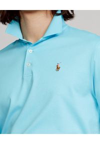 Ralph Lauren - RALPH LAUREN - Niebieska koszulka polo Custom Slim Fit. Okazja: na co dzień. Typ kołnierza: polo. Kolor: niebieski. Materiał: bawełna. Wzór: haft, kolorowy. Styl: casual #6