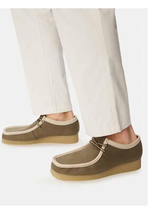 Clarks Półbuty Wallabee EVO 26186172 Zielony. Kolor: zielony. Materiał: zamsz, skóra