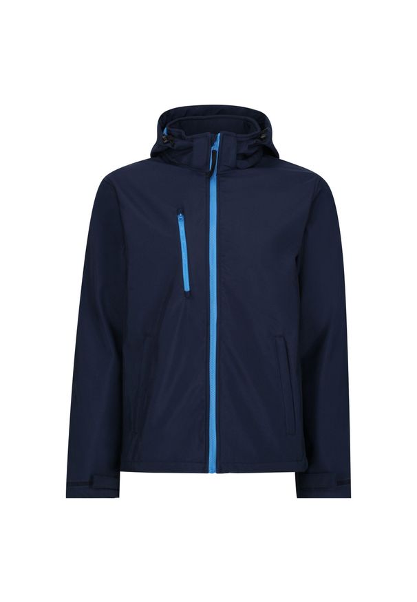 Regatta - Męska Kurtka Venturer 3warstwowa Soft Shell Z Kapturem. Typ kołnierza: kaptur. Kolor: niebieski. Sport: turystyka piesza