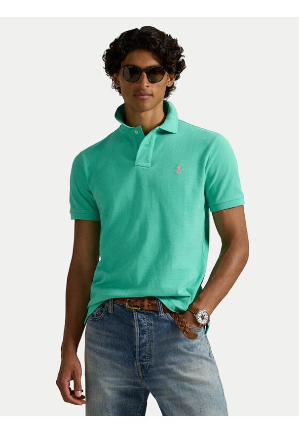 Polo Ralph Lauren Polo 710782592018 Zielony Slim Fit. Typ kołnierza: polo. Kolor: zielony. Materiał: bawełna