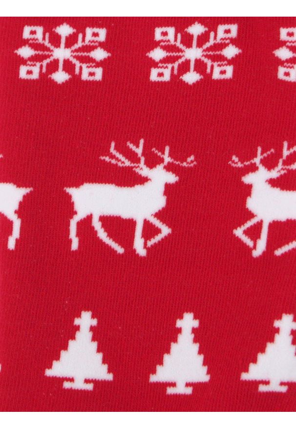 His Story - Tematyczne Skarpetki Bawełniane - Choinka, Renifer, Święta. Kolor: czerwony. Materiał: elastan, bawełna, poliamid