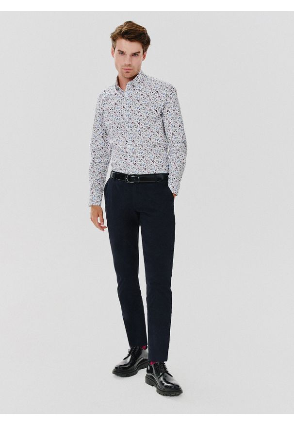 Pako Lorente - PAKO LORENTE – Koszula męska w kwiatowy wzór długi rękaw. Okazja: na co dzień. Materiał: elastan, bawełna. Długość rękawa: długi rękaw. Długość: długie. Wzór: kwiaty. Styl: casual