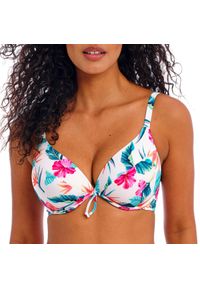 FREYA ACTIVE - Damski top do kostiumu kąpielowego Freya Palm paradise. Kolor: biały. Wzór: nadruk #1