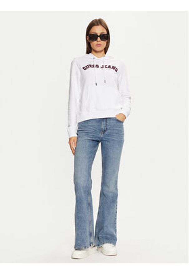 Guess Jeans Bluza W5RQ17 K68I4 Biały Regular Fit. Kolor: biały. Materiał: bawełna