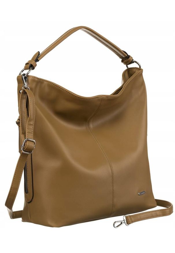 ROVICKY - Shopperka damska Rovicky R-073-03 beżowa. Kolor: beżowy. Materiał: skórzane