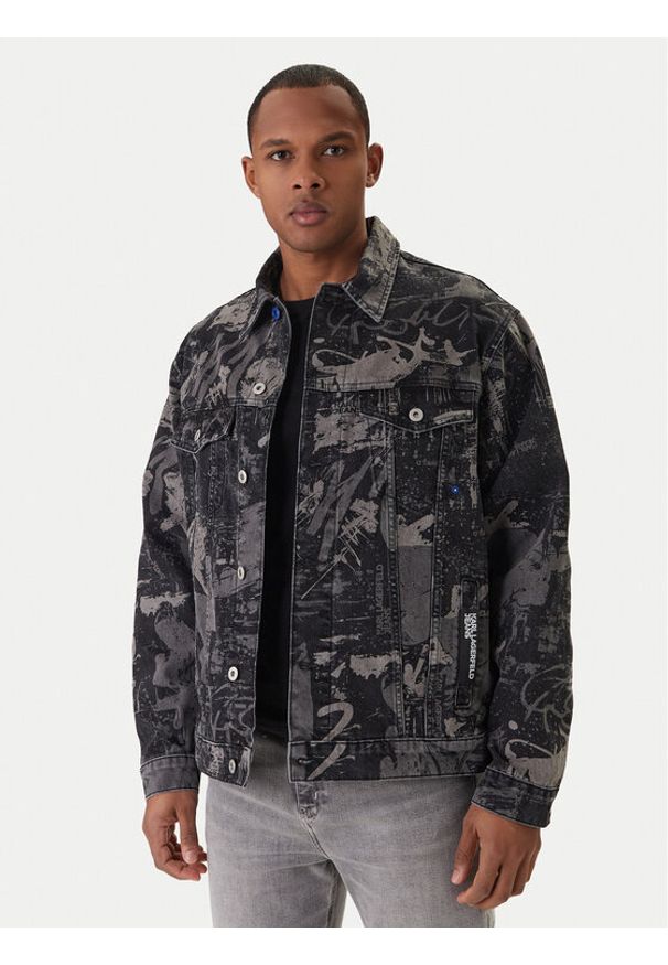 Karl Lagerfeld Jeans Kurtka jeansowa B1M14033 Szary Regular Fit. Kolor: szary. Materiał: bawełna
