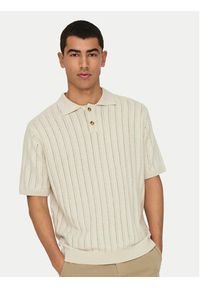 Only & Sons Polo Kent 22033463 Beżowy Regular Fit. Typ kołnierza: kołnierzyk klasyczny, polo. Kolor: beżowy. Materiał: syntetyk, bawełna #3