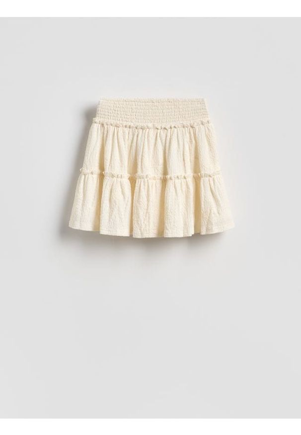 Reserved - Spódnica ze strukturalnej dzianiny - złamana biel. Materiał: dzianina