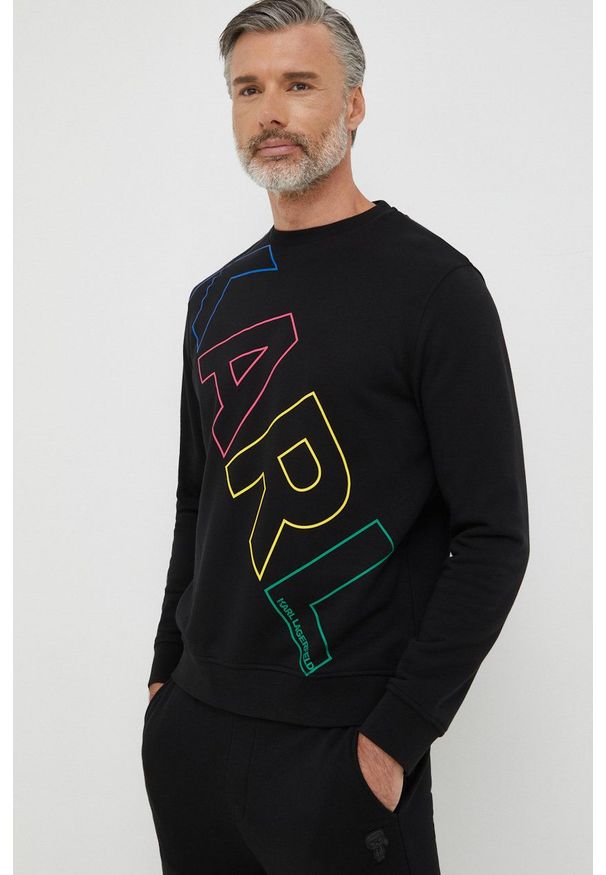 Karl Lagerfeld bluza męska kolor czarny z nadrukiem. Kolor: czarny. Materiał: materiał. Wzór: nadruk