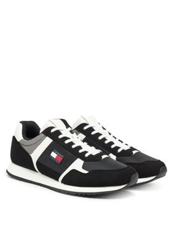 Tommy Jeans Sneakersy Tjm Runner Casual EM0EM01590 Czarny. Okazja: na co dzień. Kolor: czarny. Materiał: materiał