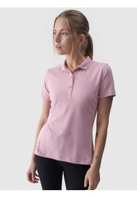 4f - 4F Koszulka polo slim damska - różowa XL. Okazja: na co dzień. Typ kołnierza: polo. Kolor: różowy. Materiał: jersey, dzianina, materiał, bawełna, elastan. Długość rękawa: krótki rękaw. Długość: krótkie. Wzór: gładki, ze splotem, jednolity. Styl: klasyczny, sportowy, casual