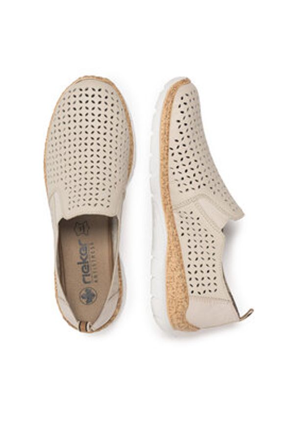 Rieker Półbuty N4251-60 Beżowy. Kolor: beżowy. Materiał: skóra