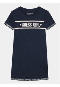 Guess Sukienka codzienna K4RK05 KA6W4 Granatowy Regular Fit. Okazja: na co dzień. Kolor: niebieski. Materiał: bawełna. Typ sukienki: proste. Styl: casual