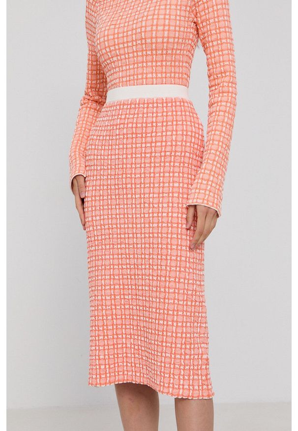 Victoria Victoria Beckham - Spódnica. Okazja: na co dzień. Kolor: pomarańczowy. Materiał: dzianina. Styl: casual