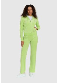 Juicy Couture - JUICY COUTURE Klasyczna welurowa rozpinana bluza dresowa damska robertson, Rozmiar S. Kolor: zielony. Materiał: welur, dresówka. Styl: klasyczny