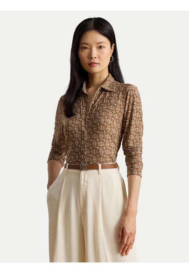 Lauren Ralph Lauren - LAUREN RALPH LAUREN Koszula 200980178001 Beżowy Slim Fit. Kolor: beżowy. Materiał: syntetyk