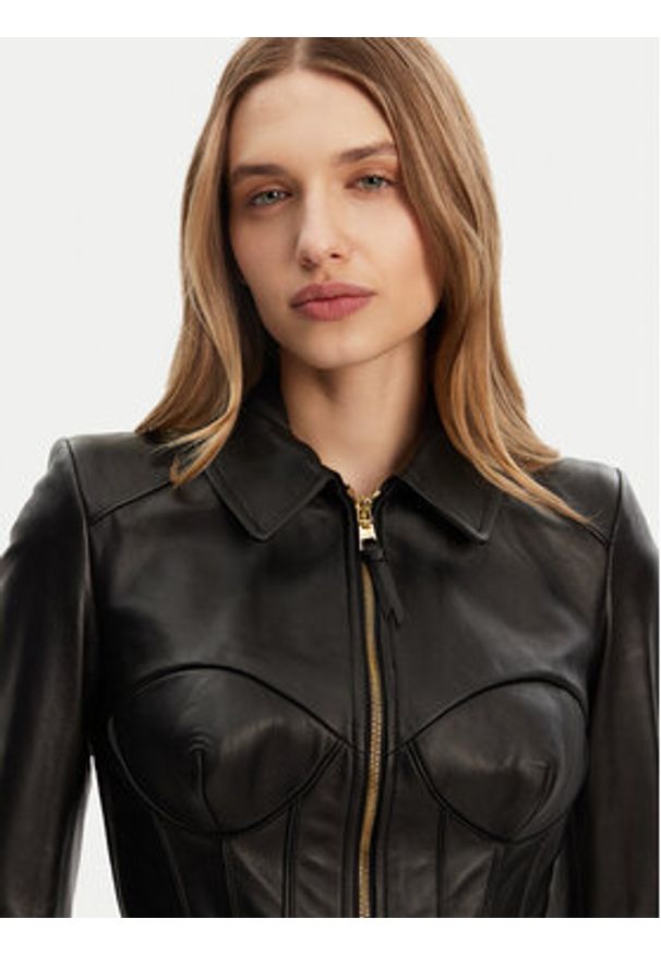 Elisabetta Franchi Kurtka skórzana GD-46Z-51E2-V1300 Czarny Regular Fit. Kolor: czarny. Materiał: skóra