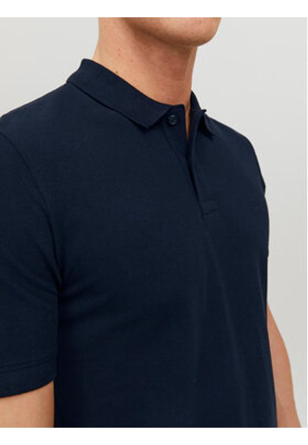 Jack & Jones Polo Basic 12136516 Granatowy Slim Fit. Typ kołnierza: polo. Kolor: niebieski. Materiał: bawełna