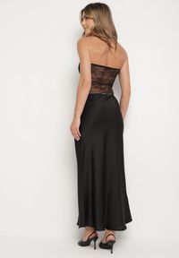 Born2be - Czarna Sukienka Koktajlowa z Wiskozą o Dopasowanym Kroju z Koronką Wstawką Nilanella. Okazja: na imprezę. Kolor: czarny. Materiał: wiskoza, koronka. Wzór: koronka. Typ sukienki: dopasowane. Styl: wizytowy #3