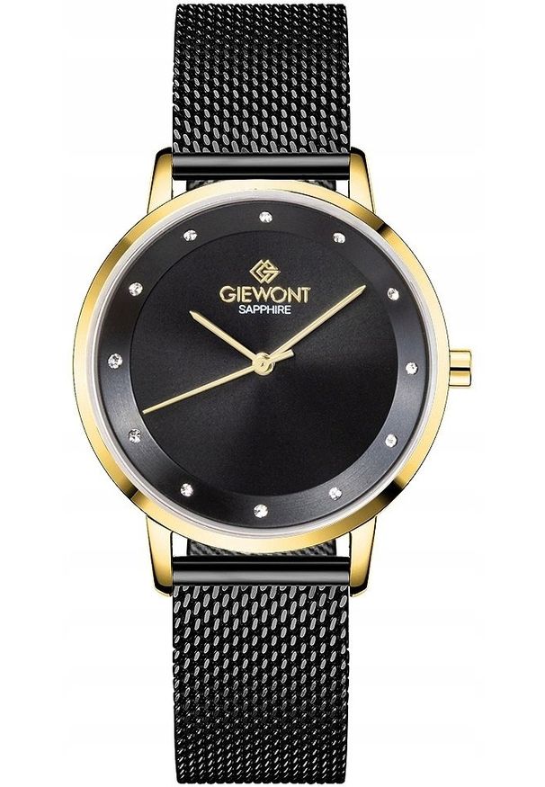 Zegarek Giewont Zegarek Damski Giewont Sapphire Złoto Czarny GW4130-B4. Kolor: złoty, wielokolorowy, czarny