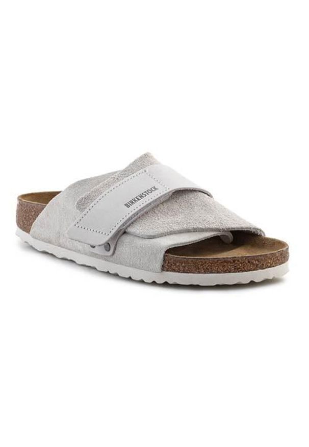 Klapki damskie Birkenstock Kyoto. Kolor: szary. Materiał: skóra