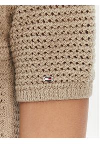 TOMMY HILFIGER - Tommy Hilfiger Sweter Pointelle WW0WW45950 Beżowy Regular Fit. Kolor: beżowy. Materiał: bawełna #4