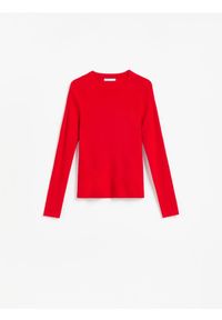 Reserved - Gładki sweter - czerwony. Kolor: czerwony. Materiał: wełna, dzianina. Wzór: gładki #1