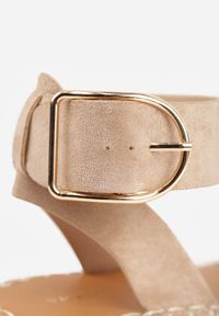 Born2be - Ciemnobeżowe Sandały VICES z Ozdobną Klamrą i Jutową Platformą Riseth. Okazja: na co dzień. Zapięcie: klamry. Kolor: beżowy. Obcas: na platformie. Styl: casual, elegancki #5