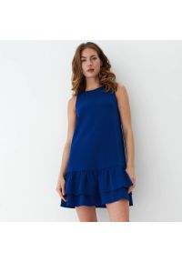 Mohito - Sukienka z falbanami Eco Aware - Niebieski. Kolor: niebieski