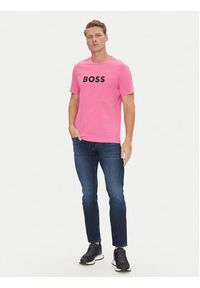BOSS T-Shirt 50491706 Różowy Regular Fit. Kolor: różowy. Materiał: bawełna #4