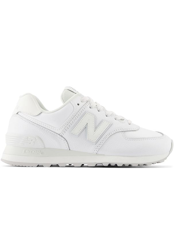 Buty damskie New Balance WL574IM2 – białe. Kolor: biały. Materiał: guma, skóra, dresówka, materiał, bawełna. Szerokość cholewki: normalna. Model: New Balance 574