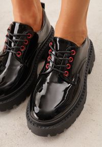 Renee - Czarno-Czerwone Eleganckie Półbuty Oksfordki VICES ze Sznurowaniem i Platformą Anatala. Okazja: na co dzień, na randkę. Zapięcie: sznurówki. Kolor: czarny. Materiał: jeans. Obcas: na platformie. Styl: elegancki #8