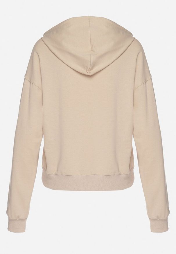 Born2be - Beżowa Casualowa Bluza z Kapturem i Kieszonką Zelotia. Okazja: na co dzień. Typ kołnierza: kaptur. Kolor: beżowy. Materiał: jeans. Styl: casual