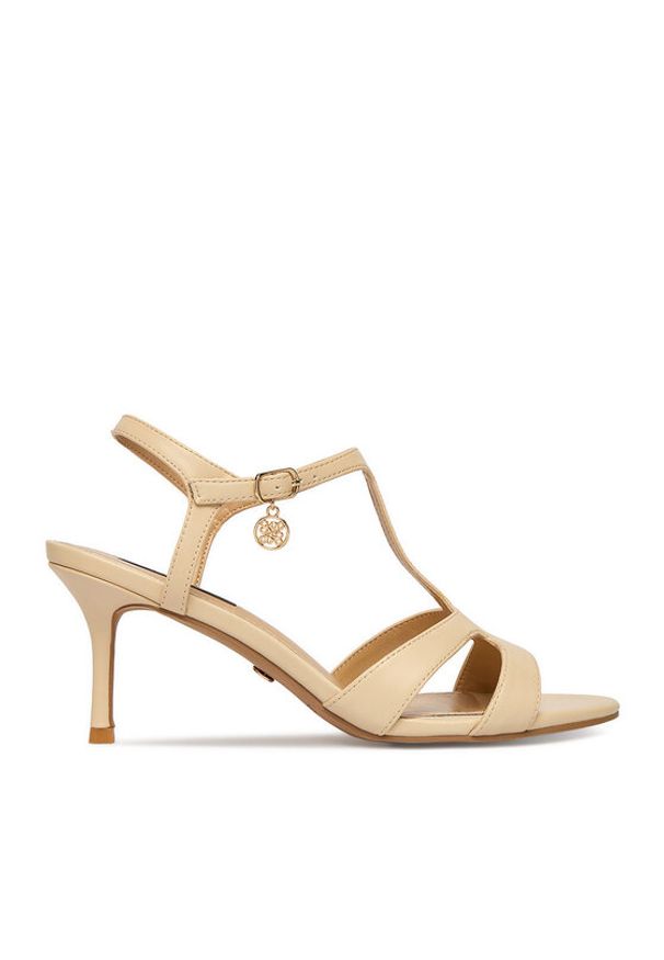 Nine West Sandały 22154A Beżowy. Kolor: beżowy. Materiał: materiał