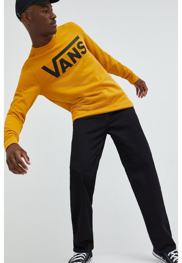 Vans bluza bawełniana męska kolor żółty z nadrukiem. Kolor: żółty. Materiał: bawełna. Wzór: nadruk