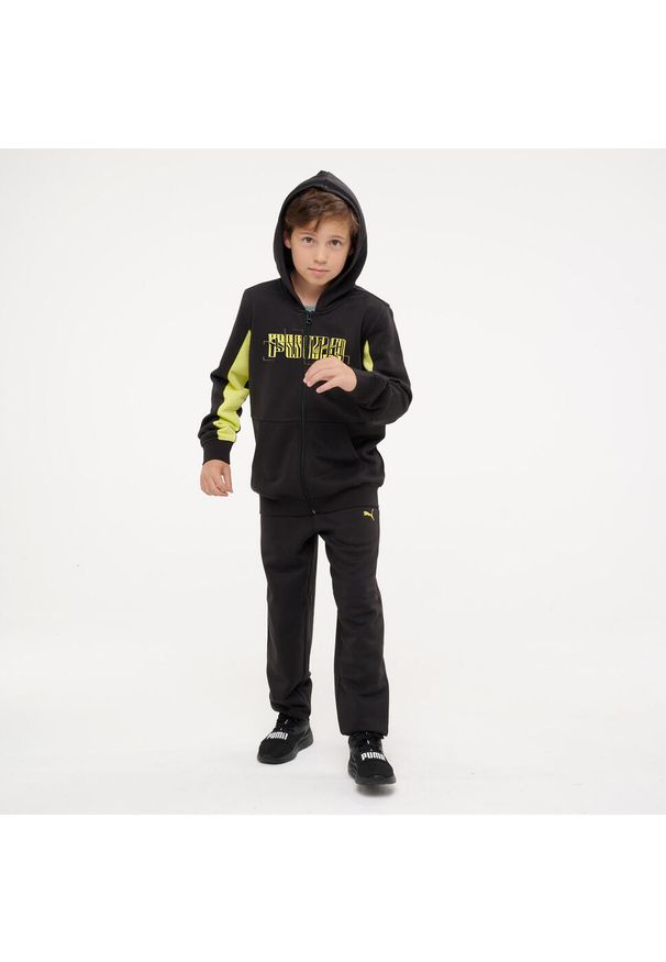 Dres dziecięcy Puma. Okazja: na uczelnię. Kolor: czarny, wielokolorowy, żółty. Materiał: dresówka. Styl: sportowy