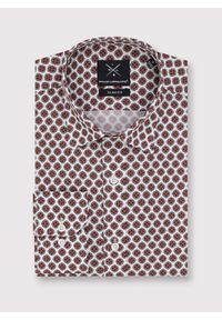 Pako Lorente - PAKO LORENTE – Casualowa koszula męska w brązowy wzór. Okazja: na co dzień. Typ kołnierza: button down. Kolor: brązowy. Materiał: bawełna, elastan. Styl: casual