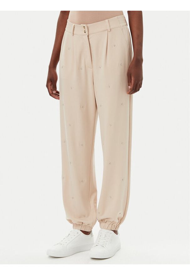 Liu Jo Sport Spodnie dresowe TA5193 J5942 Beżowy Relaxed Fit. Kolor: beżowy. Materiał: bawełna