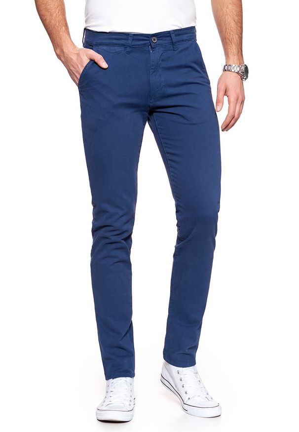 Wrangler - WRANGLER SPODNIE MĘSKIE CHINO BLUE DEPTHS W16LHB13Y. Materiał: materiał