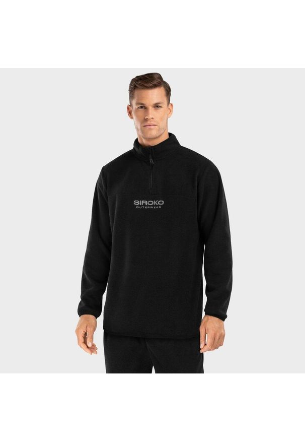 SIROKO - Bluza z grubego polaru do sportów zimowych męska Shadow. Kolor: czarny. Materiał: polar. Sezon: zima. Sport: narciarstwo