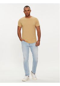 Tommy Jeans T-Shirt Jaspe DM0DM09586 Beżowy Slim Fit. Kolor: beżowy. Materiał: bawełna #5